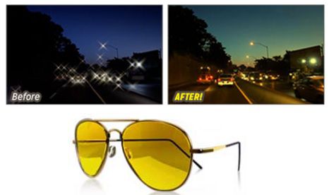 Night View NV Aviator Sunglasses Block Nighttime Glare
