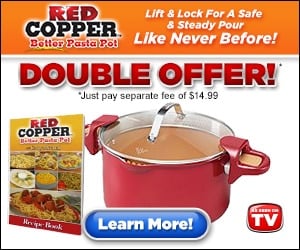 Red Copper Better Pasta Pot and Strainer Lid Colander